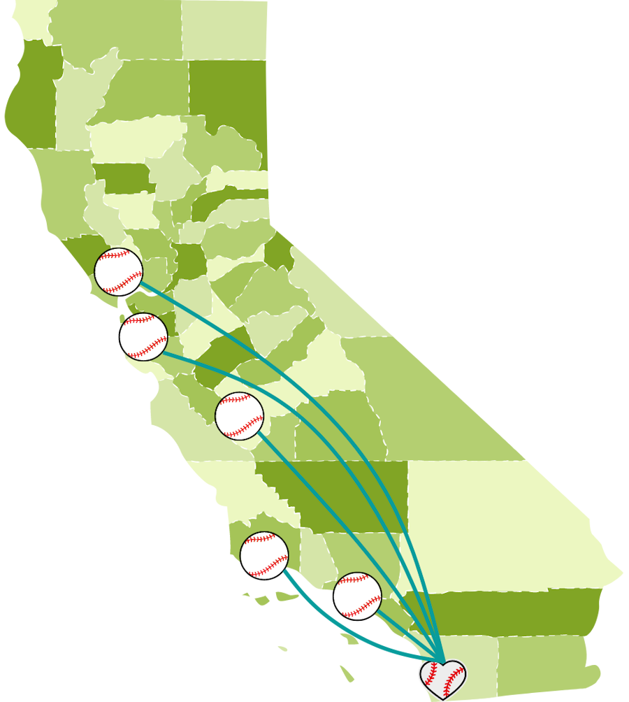 Travel Team Map of California